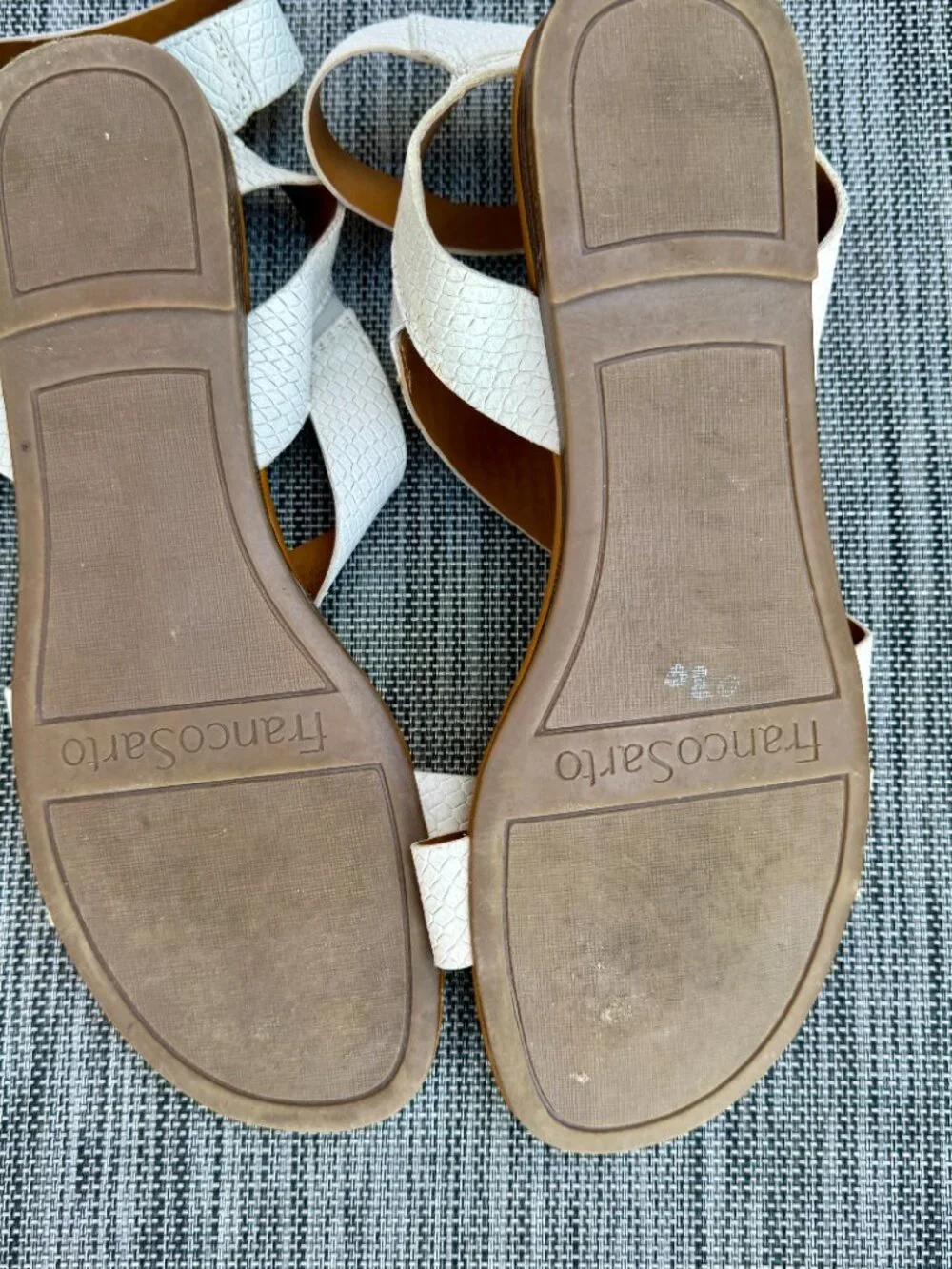 Franco Sarto Gustar Sandals Cream Reptile Leather Sz 9m Ankle Strap Buckle